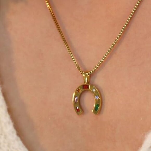 Neiman Marcus 18K Gold-plate Horseshoe Charm Necklace - Picture 4 of 5